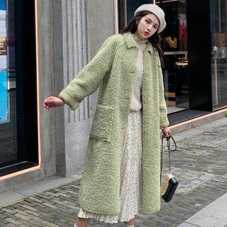 Single-breasted Faux Shearling Long Coat