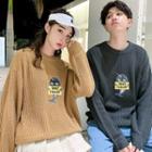 Couple Matching Embroidered Crew-neck Sweater