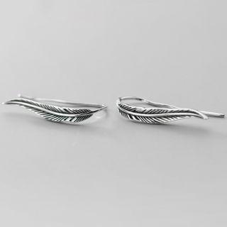 925 Sterling Silver Feather Drop Earring 1 Pair - S925 Silver - Silver - One Size
