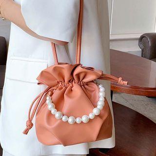 Faux Pearl Drawstring Bucket Bag