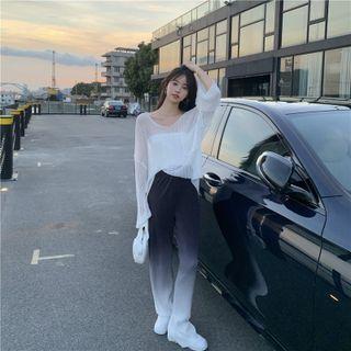 Gradient High-waist Wide-leg Pants / Knit Top