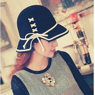Lace-up Cloche Hat Black - One Size