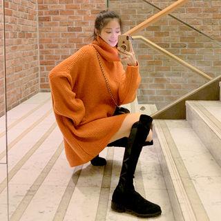 Turtleneck Oversized Rib Knit Dress