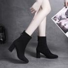 Block Heel Lace-up Back Short Boots