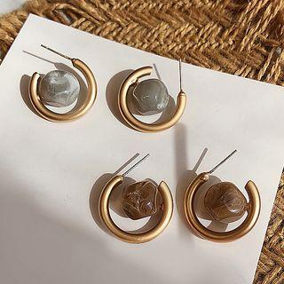 Acetate Bead Alloy Open Hoop Earring