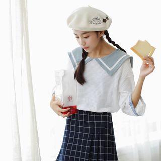 Sailor Collar 3/4-sleeve Top