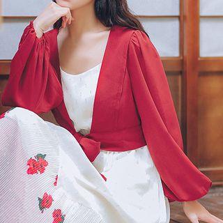Puff-sleeve Ribbon Light Jacket