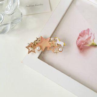 Unicorn Star Faux Pearl Alloy Hair Clip 1 Pc - Pink - One Size