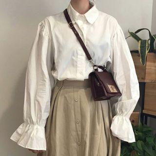 Bell-sleeve Shirt Off White - One Size