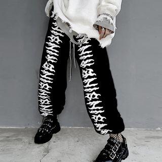 Drawstring Hem Printed Sweatpants