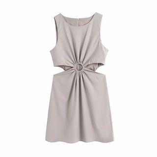 Sleeveless Cutout Hoop Accent A-line Dress