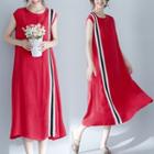 Sleeveless Contrast Trim Midi Dress Red - One Size