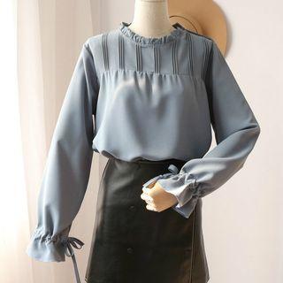 Plain Ruffled Cuffs Blouse
