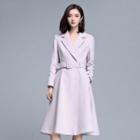 Belted A-line Woolen Coat