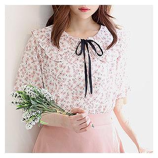 Capelet Tie-neck Floral Top