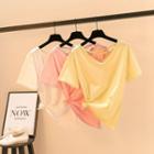 V-neck Lace Trim Short-sleeve T-shirt