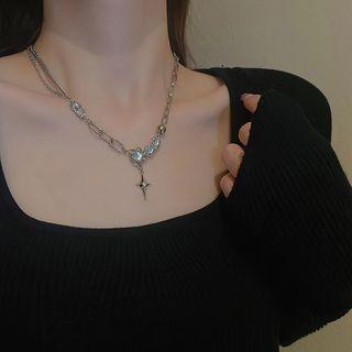 Star Moonstone Pendant Stainless Steel Necklace