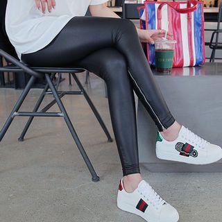 Faux-leather Zip-detail Leggings