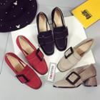 Faux-suede Buckled Chunky-heel Loafers