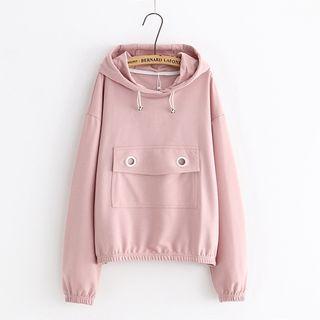 Plain Eyelet Detail Hoodie