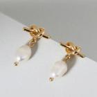 Knot Alloy Faux Pearl Dangle Earring 1 Pair - Knot Alloy Faux Pearl Dangle Earring - Gold - One Size