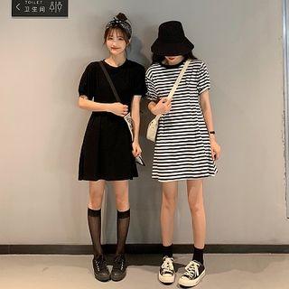 Puff-sleeve Mini A-line T-shirt Dress