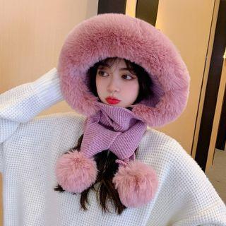 Fluffy Trim Pom Pom Trapper Hat