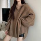 Half-zip Oversized Sweater Coffee - One Size