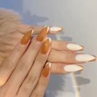 Orange And White Faux Nail Patch Tangerine - One Size
