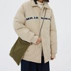 Lettering Collared Snap-button Jacket
