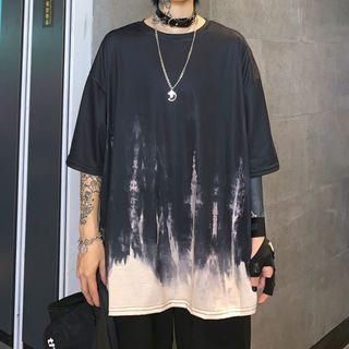 Tie-dye Elbow-sleeve T-shirt