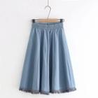 Tasseled A-line Denim Skirt