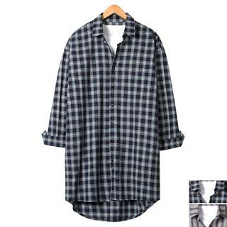 Dip-back Plaid Long Shirt