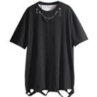 Short-sleeve Chain-accent Loose-fit T-shirt