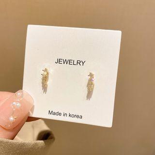 Rhinestone Stud Earring 1 Pair - E5172 - Gold - One Size