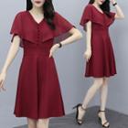 Flutter Sleeve Plain Mini A-line Dress