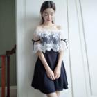 Set: Short-sleeve Lace Top + Bandeau