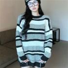 Striped Knit Sweater Black - One Size