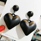 Matte Heart Dangle Earring 1 Pair - Black - One Size