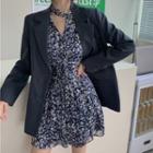 Plain Blazer / Floral Mini A-line Dress