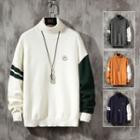 Turtle Neck Smiley Face Embroidered Color Block Sweater