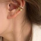 Layered Rhinestone Alloy Cuff Earring 1 Pc - Right Ear - Gold - One Size