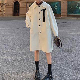 Bow Accent Single Breasted Coat