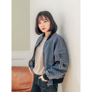 Washed Zip-up Flight Jacket