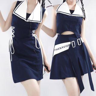 Sailor Collar Sleeveless A-line Dress / Sleeveless Top / A-line Skirt