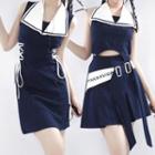 Sailor Collar Sleeveless A-line Dress / Sleeveless Top / A-line Skirt