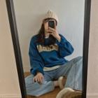 Letter Patched Oversize Sweatshirt