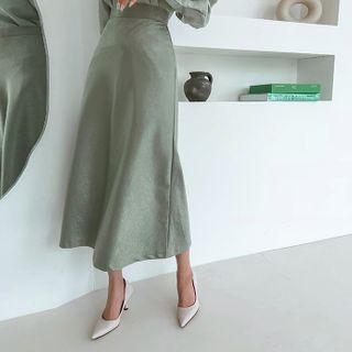 A-line Maxi Satin Skirt