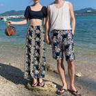 Couple-matching Short-sleeve Tankini Top / Print Pants / Shorts / Set