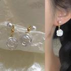 Flower Faux Pearl Alloy Dangle Earring 1 Pair - 2769a - Gold & White - One Size